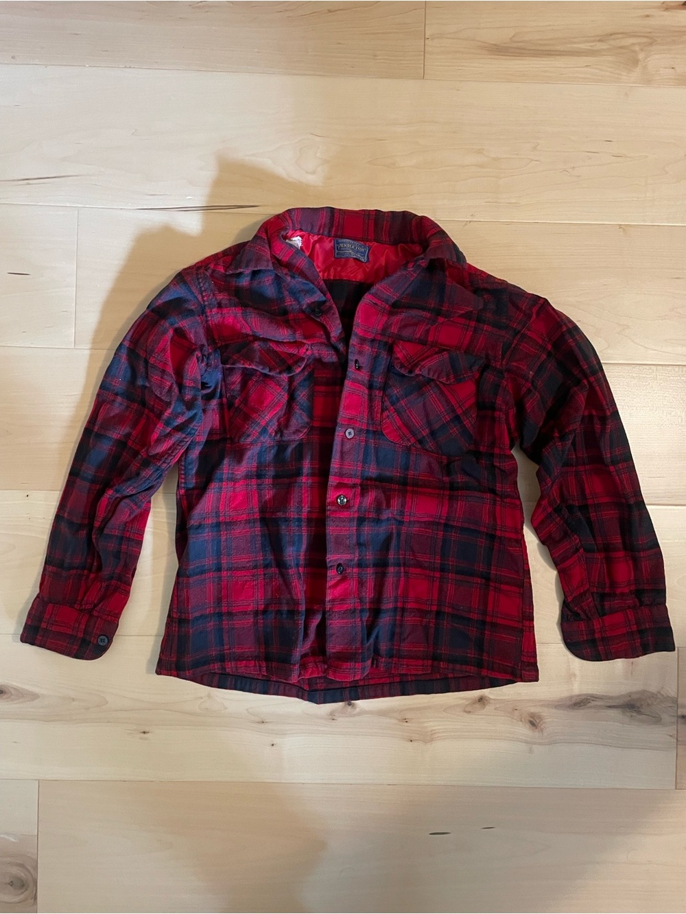 60s Pendleton Red and Black Plaid Flannel